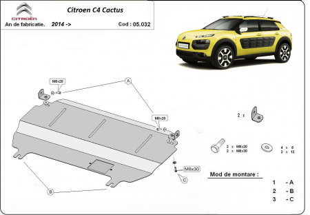 Scut motor metalic Citroen C4 Cactus dupa 2014