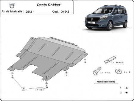 Scuturi metalice - Scut motor metalic Dacia Dokker dupa 2012