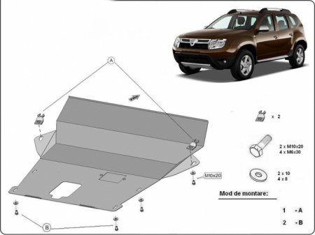 Scut Motor Metalic Dacia Duster 2010-2017 Model extins 2.5mm Karmaster 06.045