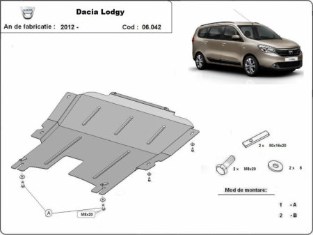 Scut motor Dacia Lodgy - Scut motor metalic Dacia Lodgy dupa 2012