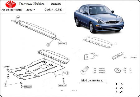 Scut motor Daewoo - Scut motor metalic Daewoo Nubira dupa 2003
