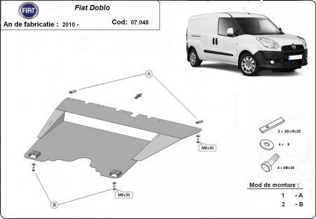 Scut motor metalic Fiat Doblo 2010 - 2023