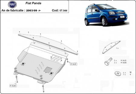 Scut motor Fiat Panda - Scut motor metalic Fiat Panda 2003 - 2012