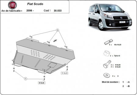 Scut motor Fiat Scudo - Scut motor metalic Fiat Scudo 2006 - 2016