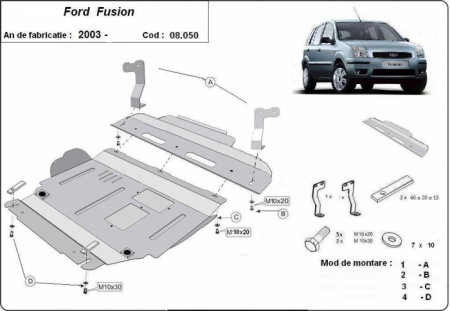 Scut motor Ford Fusion - Scut motor metalic Ford Fusion dupa 2003