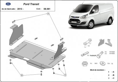 Scut motor Ford Transit Custom - Scut motor metalic Ford Transit Custom 2.2 Td fabricat dupa 2013