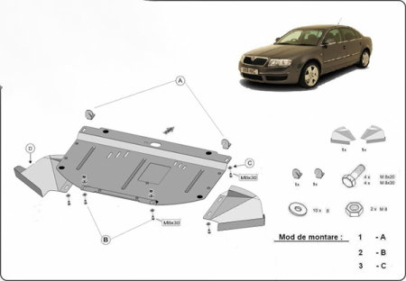 Scut Motor Metalic Oțel Protecție Frontală Skoda Superb (2001-2008) 1.8 & 1.9 TDI [0]