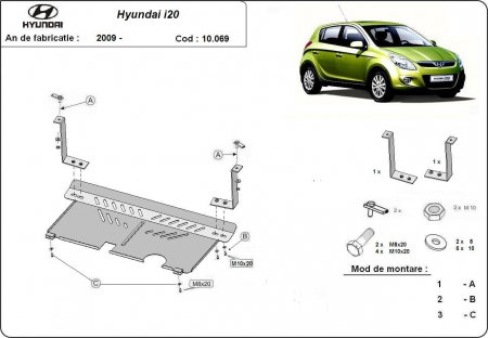 Scut motor Hyundai i20 - Scut motor metalic Hyundai i20 dupa 2009