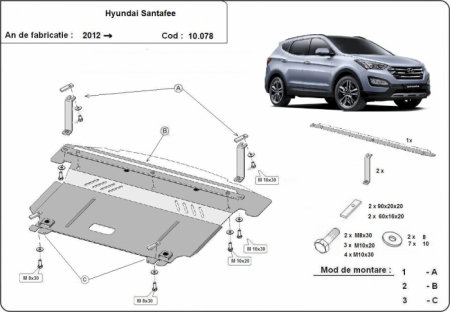 Scut motor metalic Hyundai Santa Fe 2012 - 2018 [0]