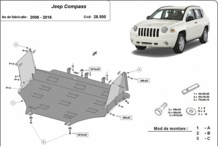 Scut motor metalic Jeep Compass 2006-2016 [0]