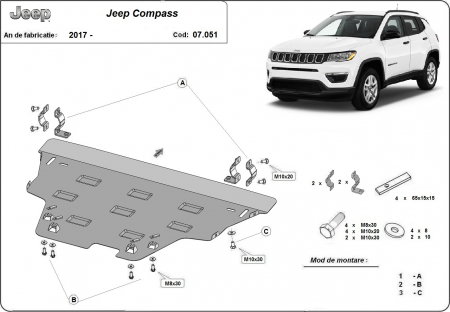 Scut motor metalic Jeep Compass 2017 - prezent