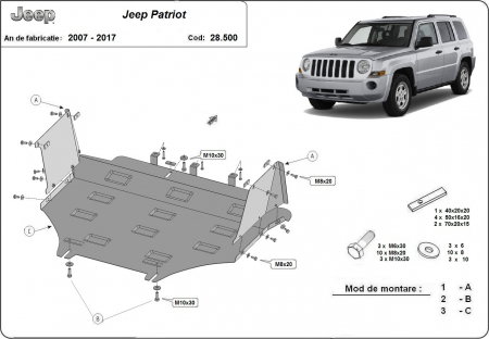 Scut motor metalic Jeep Patriot 2007-2017 [0]