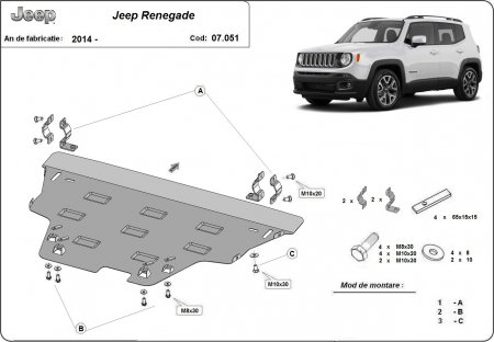 Scut motor metalic Jeep Renegade 2014 - prezent