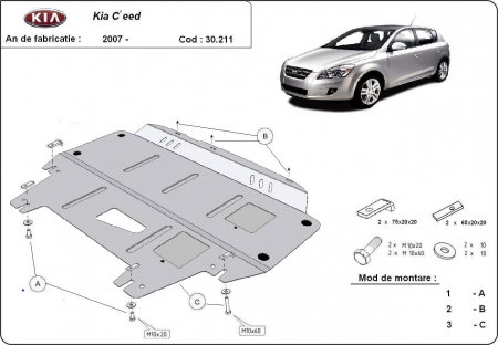 Scut motor Kia C'eed - Scut motor metalic Kia C'eed 2007-2011