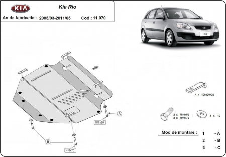 Scut motor Kia Rio - Scut motor metalic Kia Rio 2 2005-2011