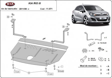 Scut motor Kia Rio - Scut motor metalic Kia Rio 3 2011-2017