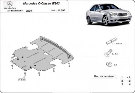 Scut motor Mercedes C-Class - Scut motor metalic Mercedes C-Class W203 benzina 2000-2007