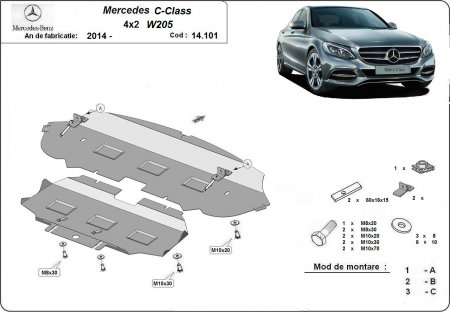 Scut motor Mercedes C-Class - Scut motor metalic Mercedes C-Class W205 dupa 2014