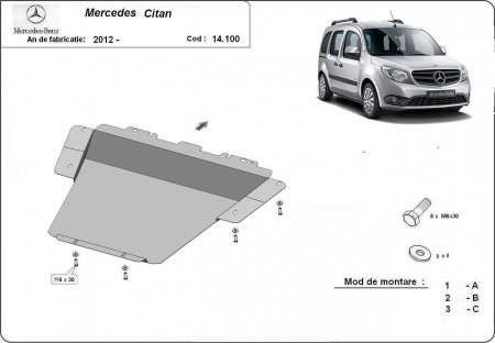 Scut motor Mercedes Citan - Scut motor metalic Mercedes Citan dupa 2012