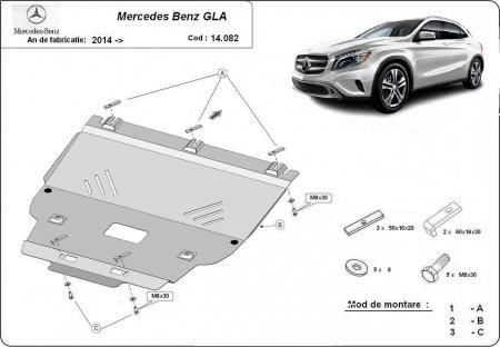 Scut motor Mercedes GLA - Scut motor metalic Mercedes GLA X156 dupa 2014