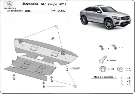 Scut motor Mercedes GLC - Scut motor metalic Mercedes GLC Coupe X253 dupa 2015