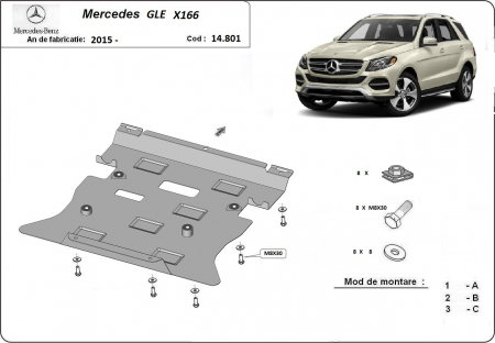 Scut motor Mercedes GLE - Scut motor metalic Mercedes GLE X166 dupa 2015