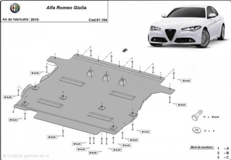 Scut motor Alfa Romeo Giulia - Scut motor metalic Alfa Romeo Giulia 2015 - prezent
