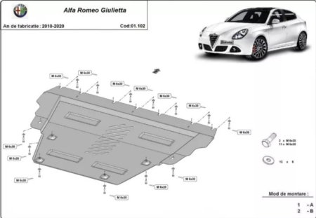 Scut motor Alfa Romeo Giulietta - Scut motor metalic Alfa Romeo Giulietta 2010 - 2020