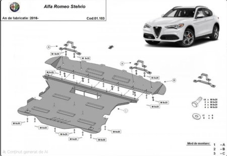 Scut motor Alfa Romeo Stelvio - Scut motor metalic Alfa Romeo Stelvio 2016 - prezent model 1