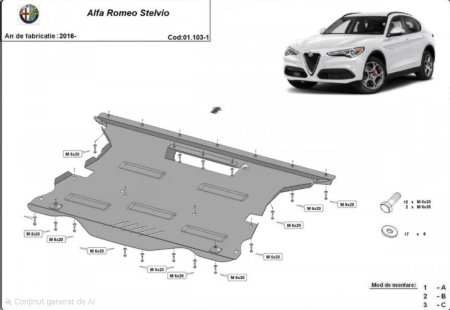 Scut motor Alfa Romeo Stelvio - Scut motor metalic Alfa Romeo Stelvio 2016 - prezent model 2