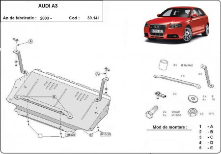 Scuturi metalice - Scut motor metalic oțel 2mm Audi A3 2003-2012 cod 30.141 karmaster.ro