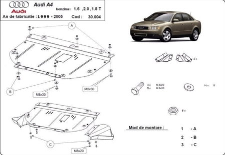 Scut motor Audi A4 - Scut motor metalic Audi A4 B6 2001 - 2005