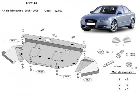 Scuturi metalice - Scut motor metalic Audi A4 B7 2005 - 2008
