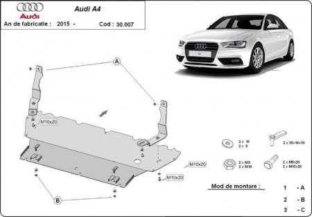 Scut motor Audi Allroad - Scut motor metalic Audi A4 B9 Allroad dupa 2015