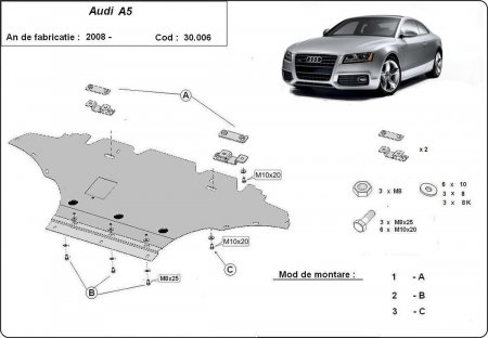 Scuturi metalice - Scut motor metalic Audi A5 diesel dupa 2008
