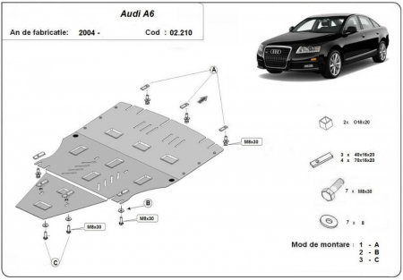 Scut motor Audi A6 - Scut motor metalic Audi A6 dupa 2004