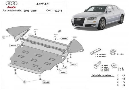 Scut motor metalic Audi A8 2002 - 2010 [0]