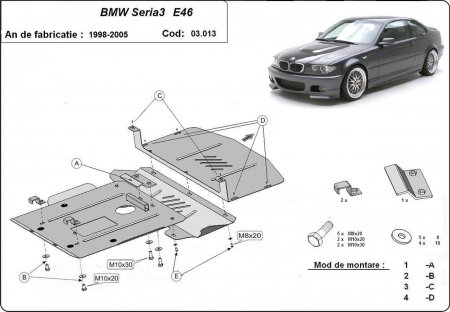 Scut motor Bmw seria 3 - Scut motor metalic Bmw Seria 3 E46 1998 - 2005