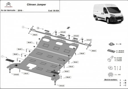 Scuturi metalice - Scut metalic motor cutie radiator oțel 2.5mm Citroen Jumper 2016+