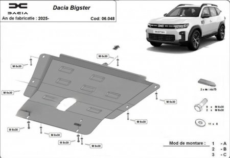 Scut motor Dacia Bigster - Scut motor metalic Dacia Bigster 2025 - prezent