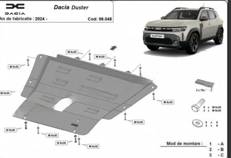 Scut motor Dacia Duster - Scut motor metalic Dacia Duster 2024 - prezent