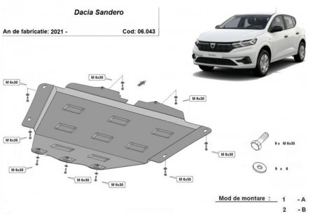 Scut motor Dacia Sandero - Scut motor metalic Dacia Sandero fabricata dupa 2021