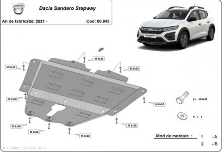 Scut motor Dacia Sandero - Scut motor metalic Dacia Sandero Stepway 2021 - 2025