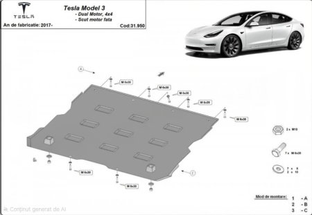 Scut-Motor-Metal-Fata-Tesla-Model-3-2017-2025-Karmaster