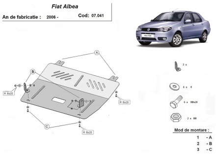 Scut motor Fiat Albea - Scut motor metalic Fiat Albea dupa 2006