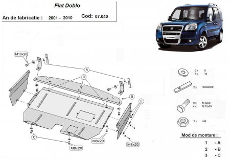 Scut motor metalic Fiat Doblo dupa 2001