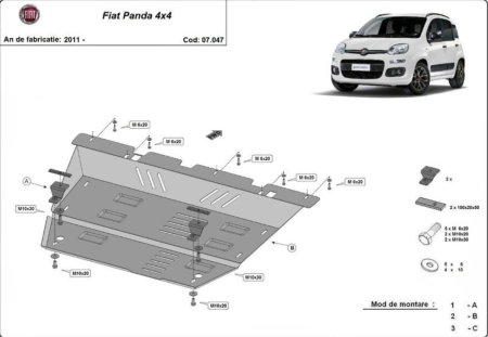 Scut motor Fiat Panda - Scut motor metalic Fiat Panda 4x4 2011 - prezent