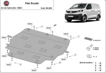 Scut motor Fiat Scudo - Scut motor metalic Fiat Scudo 2022 - prezent