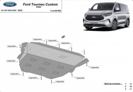 Scut motor Ford Tourneo Custom - Scut motor metalic oțel 2mm Ford Tourneo Custom PHEV 2023-2026
