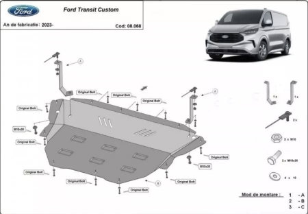 Scut motor Ford Transit Custom - Scut motor metalic Ford Transit Custom 2023 - prezent